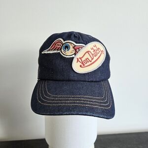 Rare Vintage Von Dutch Original Flying Eye Denim Blue Tucker Hat Snapback